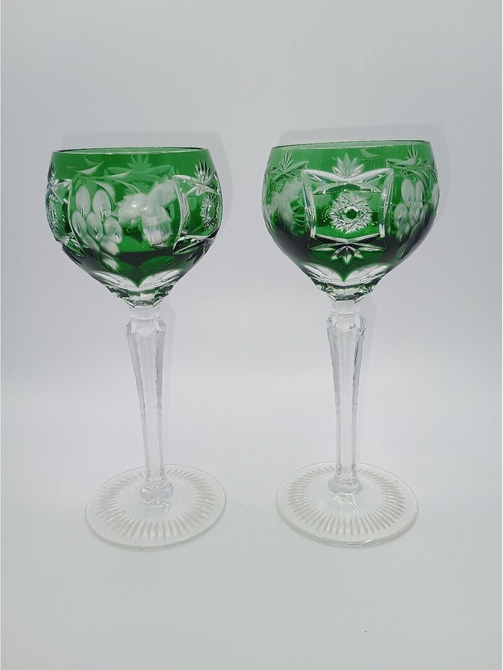 Emerald Cut to Clear Nachtmann Traube Crystal Wine Goblet 6-1/2" - Set of 2